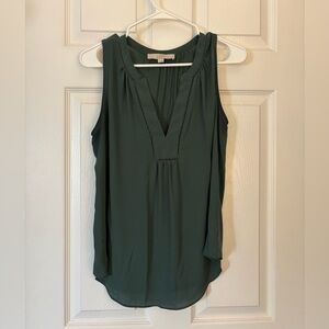 LOFT Dark Green V-Neck Blouse
